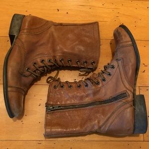 Steve Madden Combat Boots Ankle 7 Brown Camel